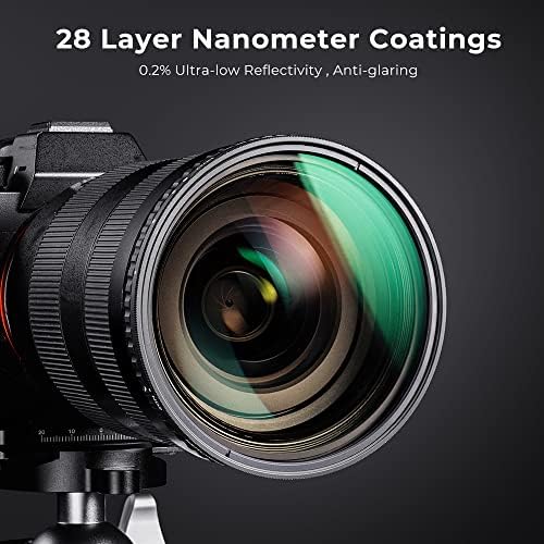 K&F Concept 72mm Variável ND Filtro ND2-ND32 Filtro de lente da câmera No X Filtro de densidade neutra Cross HD com 28 revestimentos