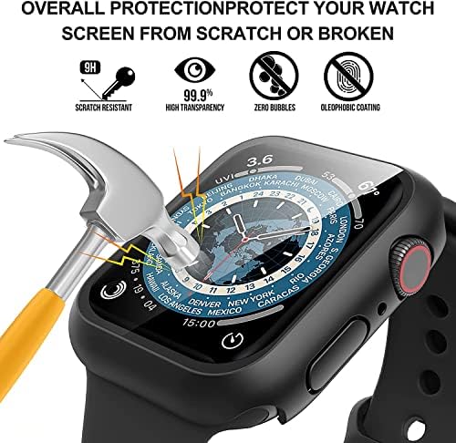 [2 pacote] Caixa de protetor de tela de vidro temperado Compatível com a série Apple Watch Series 7 45mm, protetor de protetor slim