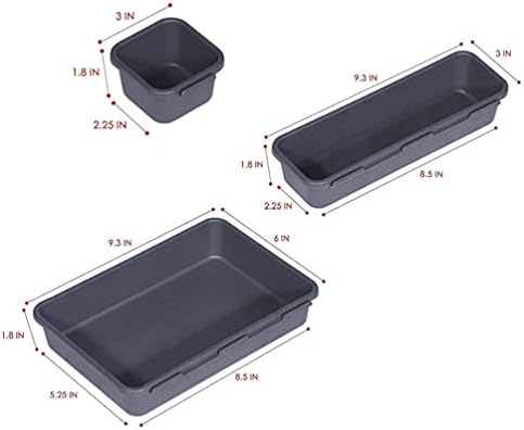 Esundos de cabilock Sungies Binlancy Bin Pack Pack de desktop Bins de armazenamento Divisores de gavetas de escritório caixas de armazenamento para o banheiro da cozinha 2 sets Divisadores de gavetas de mesa