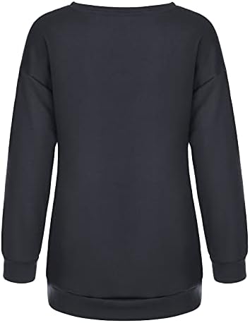 Swetons de Natal para mulheres Manga longa U Carta impressão Sweater Sweater Casual Crewneck Pullover top com grandes dimensões