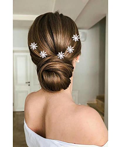 Campsis 5pcs Hair pinos de cabelo prata Flor Pearl Barretes
