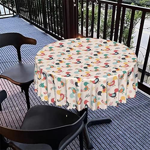 Toca de mesa redonda com tema de frango - Para uma festa de cozinha e sala de jantar Festa de férias em casa, toalhas de mesa