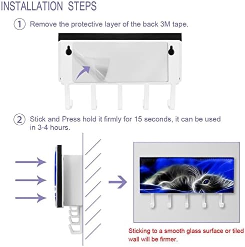 Organizador de rack de animais de gatos azuis com 5 ganchos parede banheiro da parede prateleira prateleira multifuncional prateleira