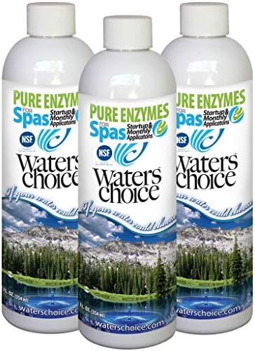 Waters Choice Enzimas puras para spas 3 pacote- Todos os cuidados com a água do spa natural, limpador de banheira de hidromassagem,