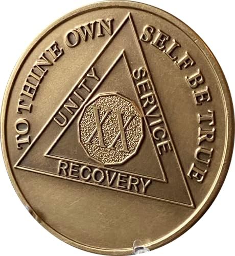 RecoveryChip Gravável 20 anos AA Medallion grande 1,5 Pesado medalhão de sobriedade de bronze de 1,5