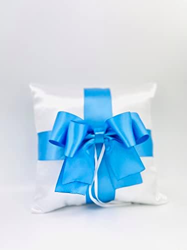 Travesseiro de portador de anel branco e azul - travesseiro do portador de anel - travesseiro de casamento - 6 opções de casamentos brancos e azuis