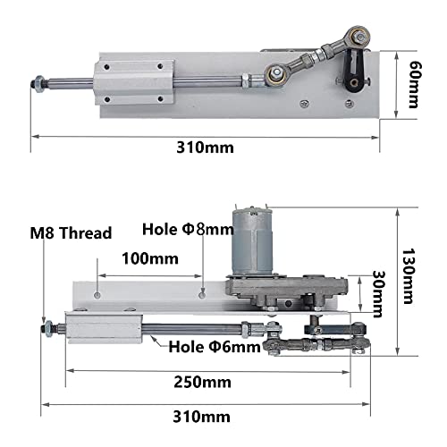 JQDML Atuador linear reciprocado 12V 45rpm AVC Ajustável 20mm-80mm 0,79 -3,15 polegadas, velocidade variável com kit de suporte,