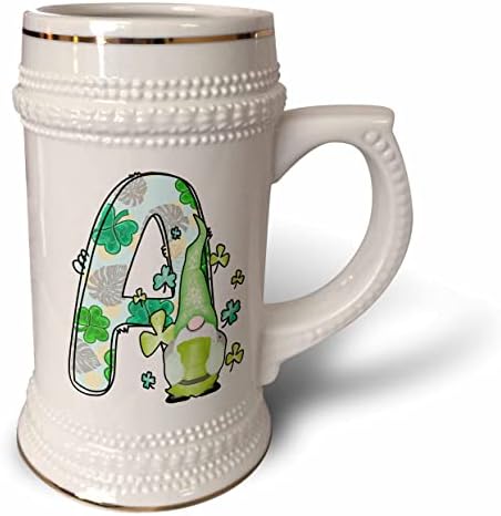 3drose fofo St Patricks Day Gnome Monogram Inicial a - 22oz de caneca