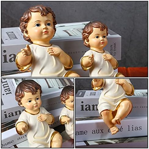 Safegle menino Jesus estatuetas resina menino Jesus estátua estátua natividade estátua colecionável Santa fé presentes, vintage menino jesus boneca baby jesus estatueta para a natividade decoração de escritório em casa