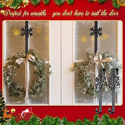 Zhengmy 2 peças cabide de grinaldas de metal de Natal 14,5 polegadas Sfflakes Wreather Suporte da porta da frente para a decoração da cor da coroa de natal