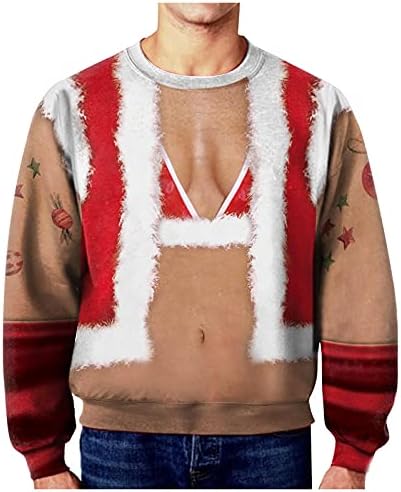 Mulheres e homens Impressões de Natal engraçadas Tops de inverno Moda quente Moletom de mangas compridas blusa de pulôver casual com bolso