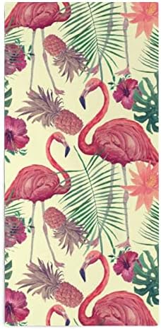 Aquarela Folhas de flamingo Toalhas de mão Face Lavagem de pano de pano macio com fofos impressos para o banheiro Hotel