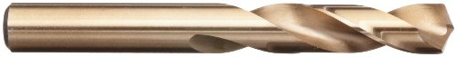 TWIST de precisão M40CO Aço cobalto Bit de perfuração de comprimento curto, acabamento de óxido de bronze, haste redonda, flauta em espiral, ângulo de ponto de 135 graus, 41/64