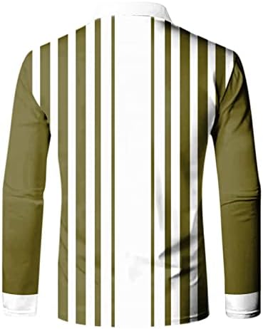 Camisas de pólo masculinas de Wocachi Gonzata Gonvera, outono de inverno de luva longa listrada de retalhos de golfe tops casuais