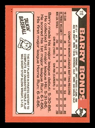 Cartão de Rookie de Barry Bonds 1986 Topps negociado 11t