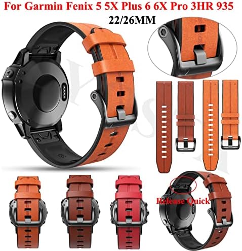 Scruby 22/26mm Quickfit Smart Watch Strap para Garmin Fenix ​​7 7x 6 6x Pro 5x 5 mais 3HR 935 945 Banda de couro genuína Pulseira de silicone Correa