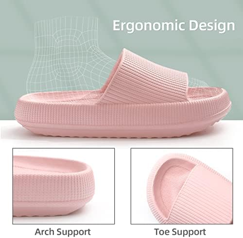 Treemall Pillow Slippers Cloud Slides para mulheres e homens, não deslizam chinelos de chuveiros de chuveiro de dedão de