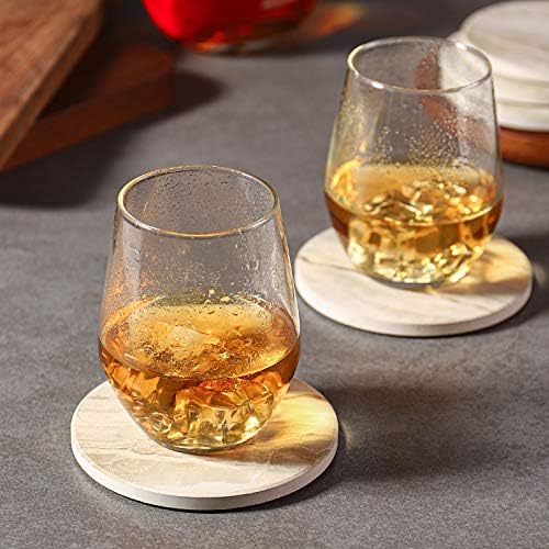 Montanha -russa Lifver Para bebidas, montanhas -russas absorventes define 6 PCs, montanhas -russas absorventes com base de cortiça para mesa de café, decoração de casa, presente de inauguração para mulheres, estilo de mármore