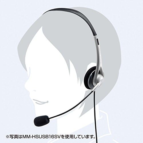 Sanwa Supply MM-HSUSB16W fone de ouvido/fones de ouvido USB, com fio, sem microfone direcional, leve, compatível com equipes