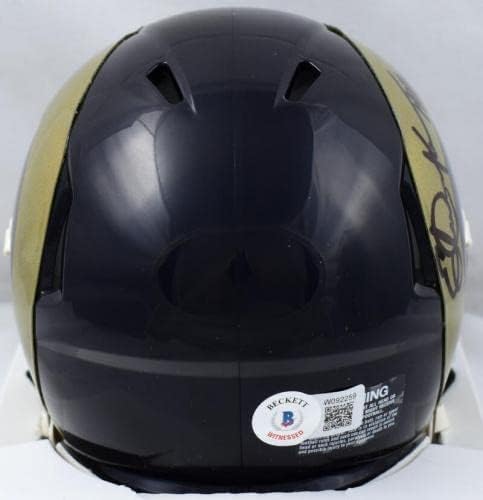Marshall Faulk/Eric Dickerson assinou Rams 00-16 Mini capacete de velocidade com HOF-BAW Holo-Mini capacetes autografados da NFL