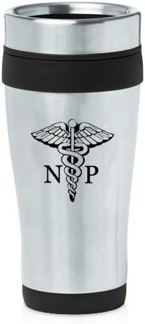 16 onças de aço inoxidável isolada caneca np enfermeira caduceus