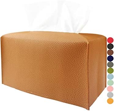 Tampa de tecido dourado retangular - com cinto de fundo de couro moderno PU Grande caixa de lenços de papel retangular decorativa