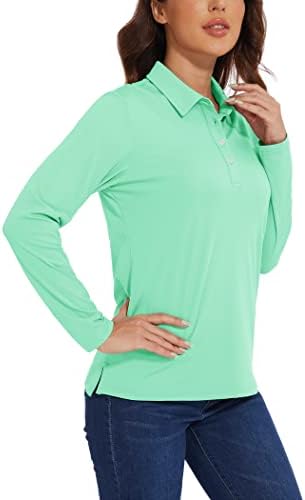 Crysty Crysylly Women's Long Slave Golf Sports Casual Sports Turn Down Collar T-Shirt