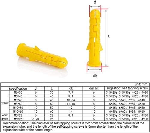 VR IDEA IDEIRA EFFERECIMENTO DE ESPANHA PLÁSTICA âncoras de drywall âncoras de âncora de plástico Os tampões de parede de âncora para parafuso parafuso de cabeça plana parafuso