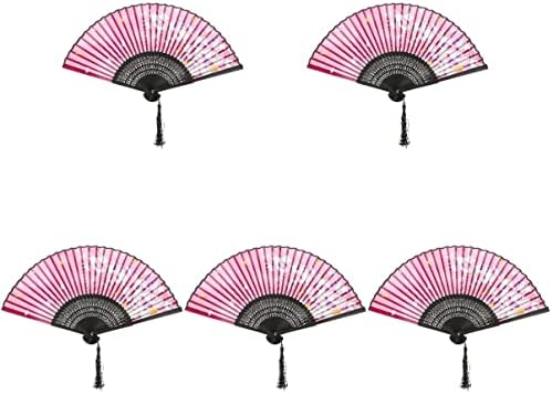 Cura de 5 pacote de fã de dobramento chinês Fã retrô Fã de mão chinesa fã japonês fã de mão floral ventilador de mão floral