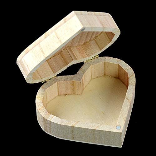 Caixa de armazenamento de madeira de formato de coração Anncus Organizador de capa de madeira para brincos de jóias anel Caixa de favor do presente de casamento