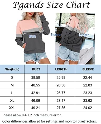 PGANDS BLOCO DE CORRA FEML Feminino Moletom de manga longa Tops de pullover de gola alta da moda Túnica leve com bolso