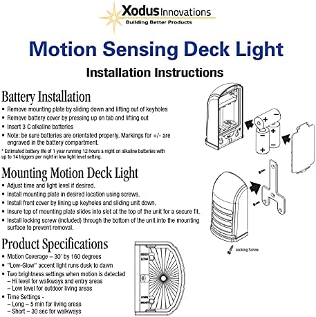 Xodus Innovations BL776 Motivo operado pelo deck LED ativado e luz da escada, uso externo ou interno, pacote resistente ao tempo de 2…