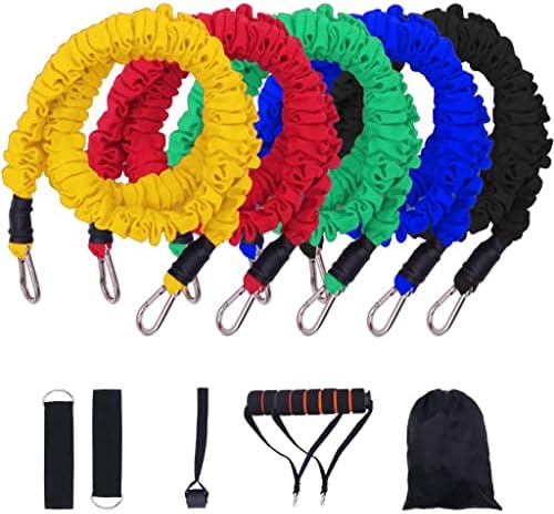 LLly 100-150lb Bandas de resistência ao tubo definido com mangas de nylon protetem faixas elásticas de fitness para equipamento de treino de treinamento em casa