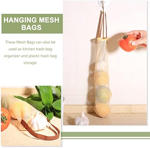 Sacos de cebola de malha pendurada em hemóton: 5pcs malha alho sacos de rede reutilizável sacos de batatas produzem sacos