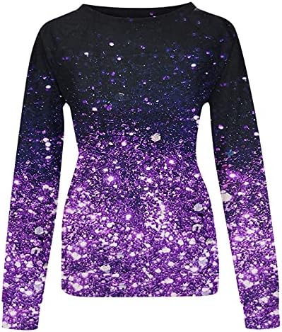 Mulheres tops casuais com manga comprida Crewneck pullover camiseta de camisa gráfica Blush 3D Camiseta de estampa floral imprimida