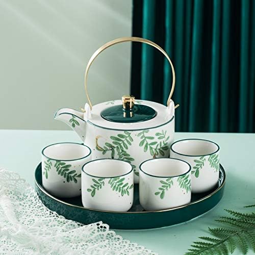 Pdgjg Tea Set xícaras e canecas casas nórdicas bule de estar Cerâmica de cerâmica de água de cinco peças com bandejas de