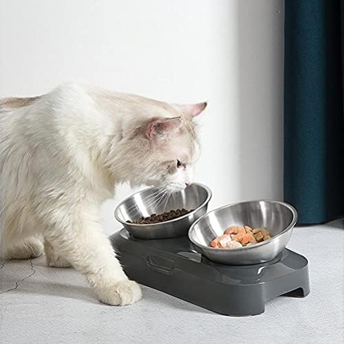 Faruxue elevou tigelas de gato de cachorro com 2 tigelas de aço inoxidável, alimentador de água de alimentos para