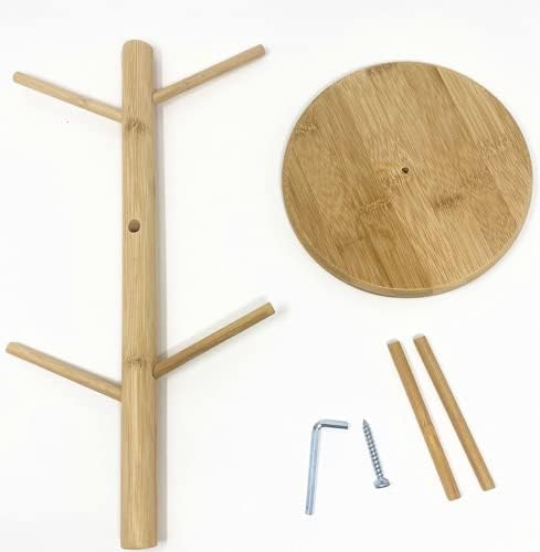Tsyware Bamboo Wood caneca árvore, porta -caneca de bambu orgânica, gancho de caneca, suporte de caneca removível, secador de chá de