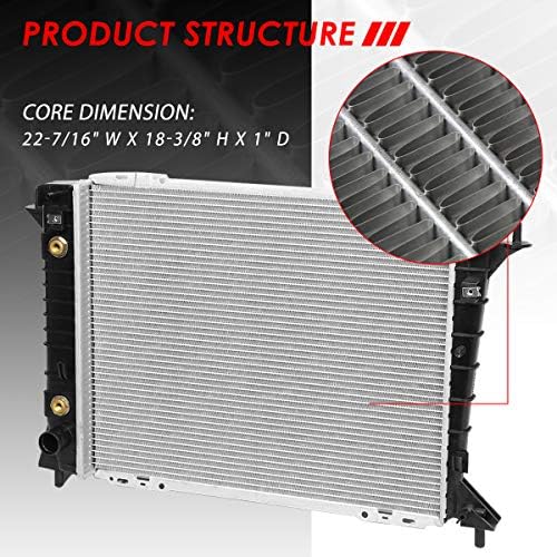 DPI 1551 Style Factory Radiator de resfriamento de 1 fileira compatível com Ford Thunderbird Lincoln Mark VIII Mercury Cougar