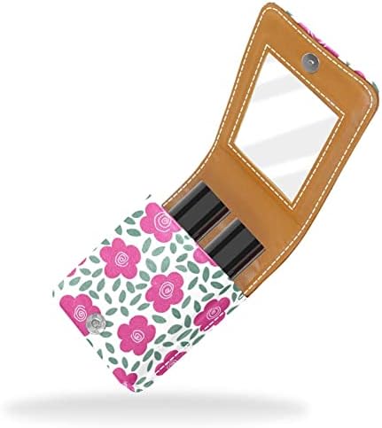 Caixa de batom de Oryuekan, bolsa de maquiagem portátil fofa bolsa cosmética, organizador de maquiagem do lipstick, pastoreável cartono de primavera rosa flor