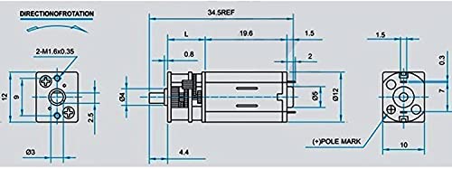 Bettomshin Mini Gear Motor DC 3V 15rpm Micro -Gear Motor, Motor de Redução de Velocidade 12Gan30 Para Carro RC, Modelo