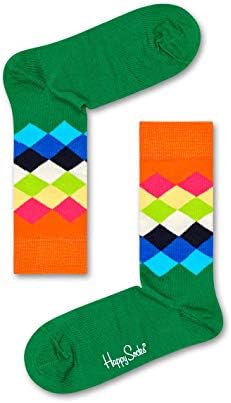 Happy Socks 4-Pack Big Dot Gift Set, colorido e divertido, meias para homens e mulheres, azul-laranja-verde-amarelo-amarelo