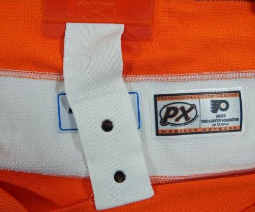 2015-16 Philadelphia Flyers Michael Raffl 12 Game usou Orange Jersey Snider P 1 - Jogo usado NHL Jerseys