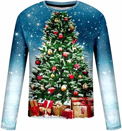Sinzelimin Men Mangas compridas T-shirt moda natal 3d impressão realista camisa de camisa redonda de pullocolador de natal de Natal