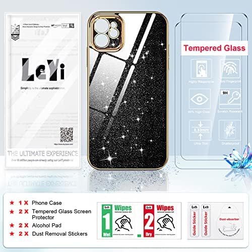 Leyi para iPhone 11 Caixa de glitter com protetor de tela de vidro temperado [2 pacote], capa de pára -choque de borda de borda de luxo