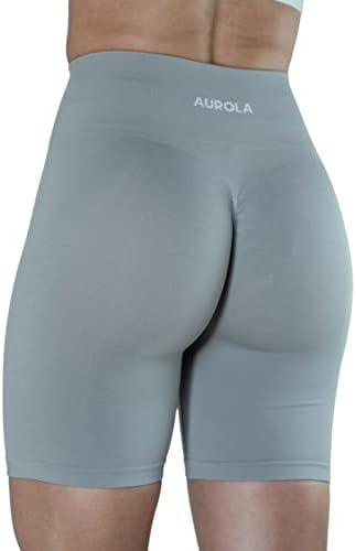 Aurola shorts atléticos femininos com cintura alta de ginástica esportiva ginástica yoga elástico treino 7,5 shorts