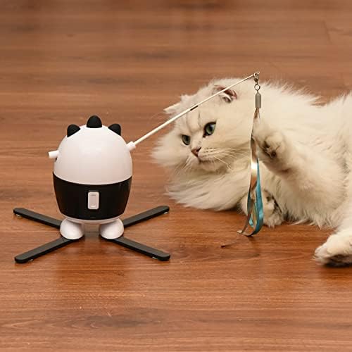 Teaser de gatos interativos Ladumu com 3 velocidades para animais de estimação com penas de teaser automático Acessórios para animais de estimação Toy Companion for Fun Electric Indoor