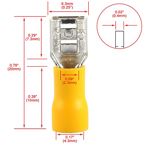 Baomain fêmea desconecta rápida e isolada crimpagem única 4-6mm² largura 6,3 mm amarelo 200pcs