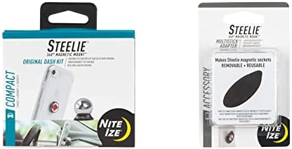 NITE IZE IZE Original Steelie Dash Mount Kit - Montagem magnética do carro para smartphones e montagem de hardware do adaptador Restickable, preto