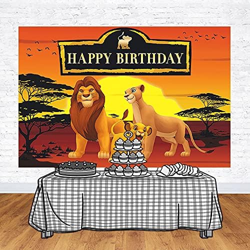 Rei Lion King para festas de aniversário suprimentos safari pôr do sol foto de fundo leão rei tema bandeira de chá de bebê 59x38in